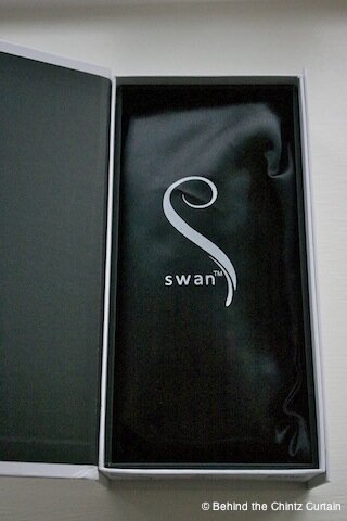 Silver Swan satin storage pouch